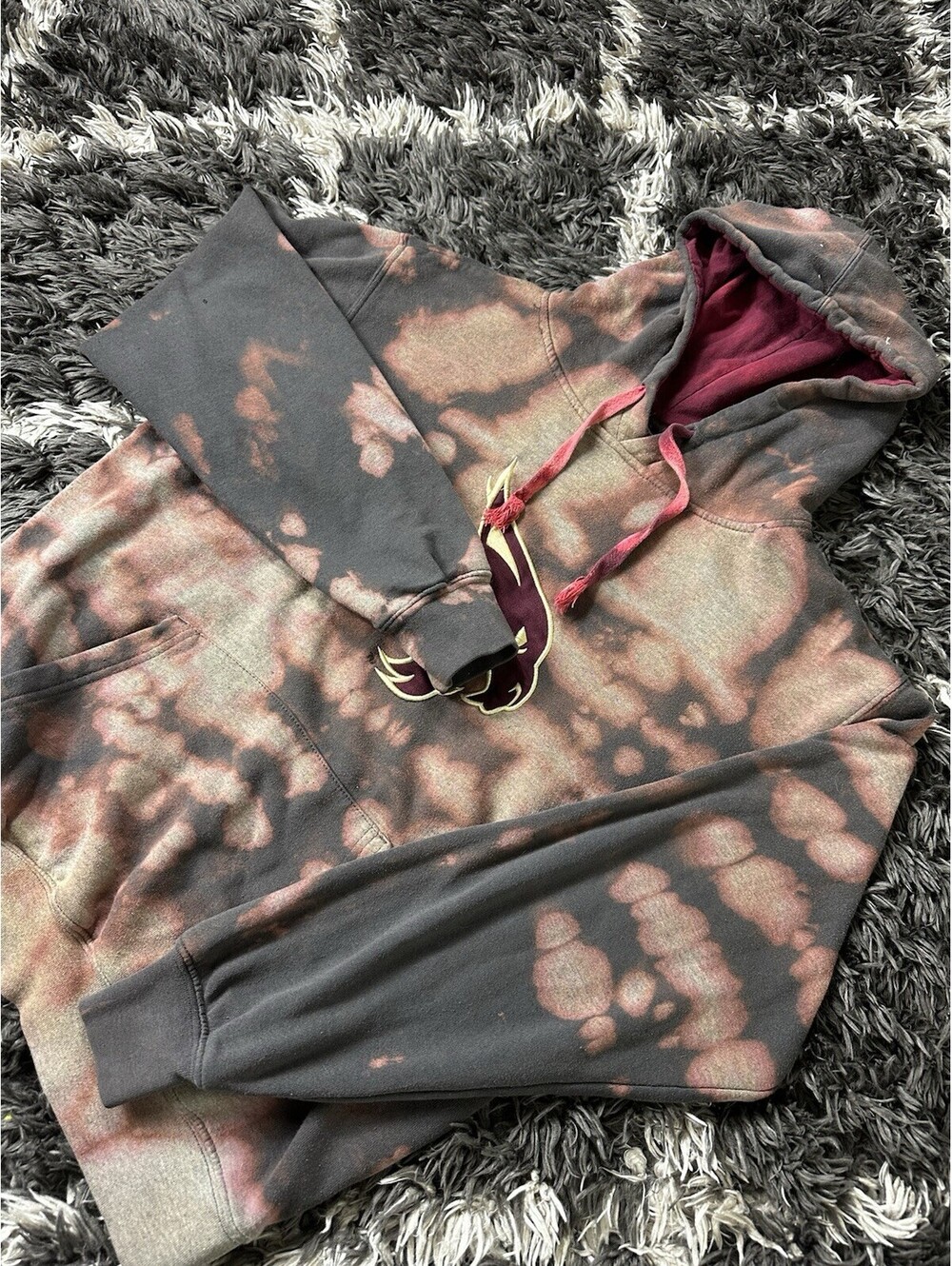 Stadium Athletics Texas State Bobcats Bleach Wash Distressed Hoodie Maroon Men M